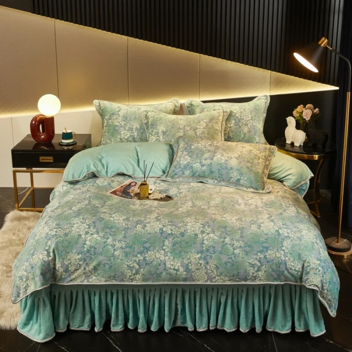 韩版牛奶绒四件套被套+床单+枕套加厚保暖绒水晶绒床上用品三件套