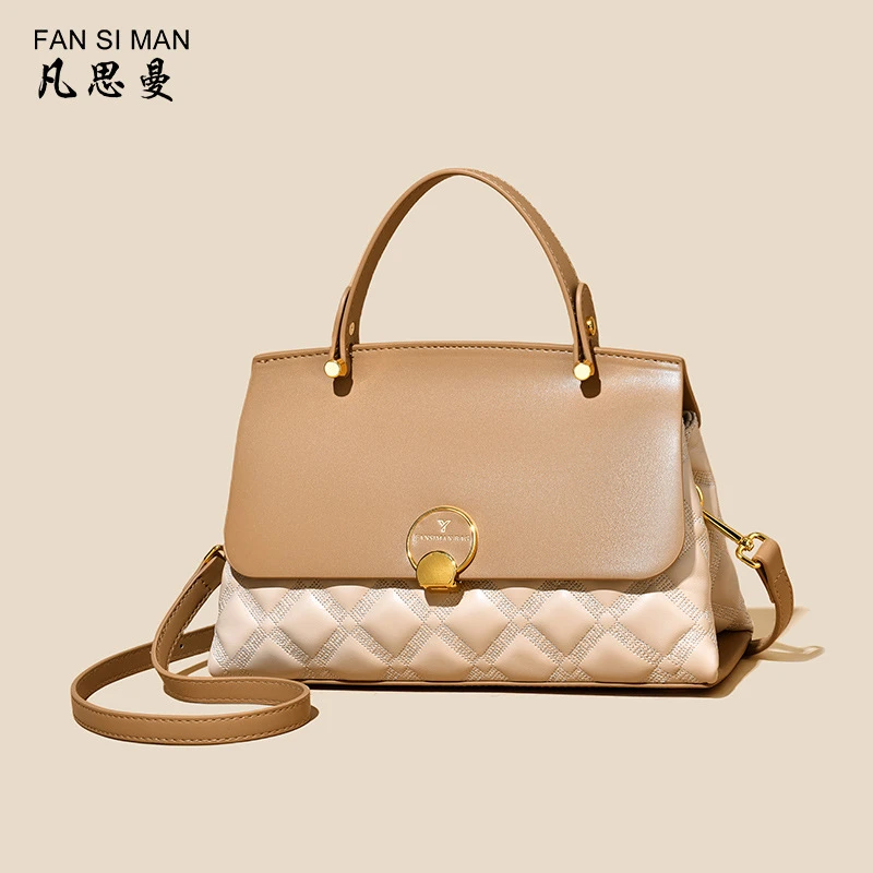 轻奢时尚百搭女士真皮小众单肩小方包