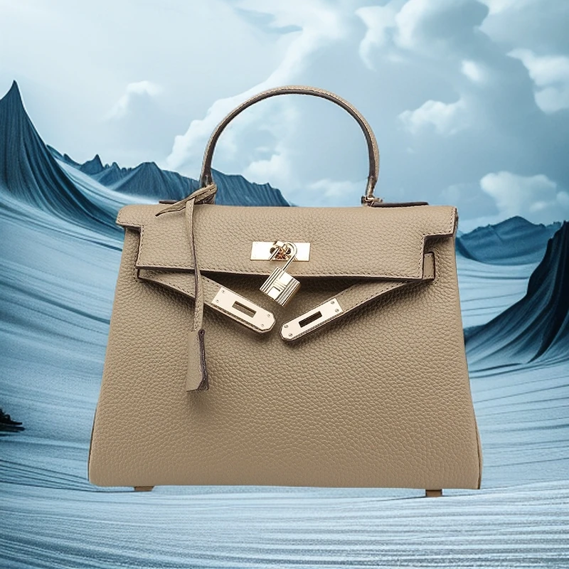 荔枝纹真皮手提包高级感通勤女包单肩斜挎包包