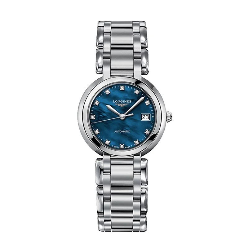 99新 Longines/浪琴 心月113/全套/蓝盘钻刻/表径30mm/女士腕表