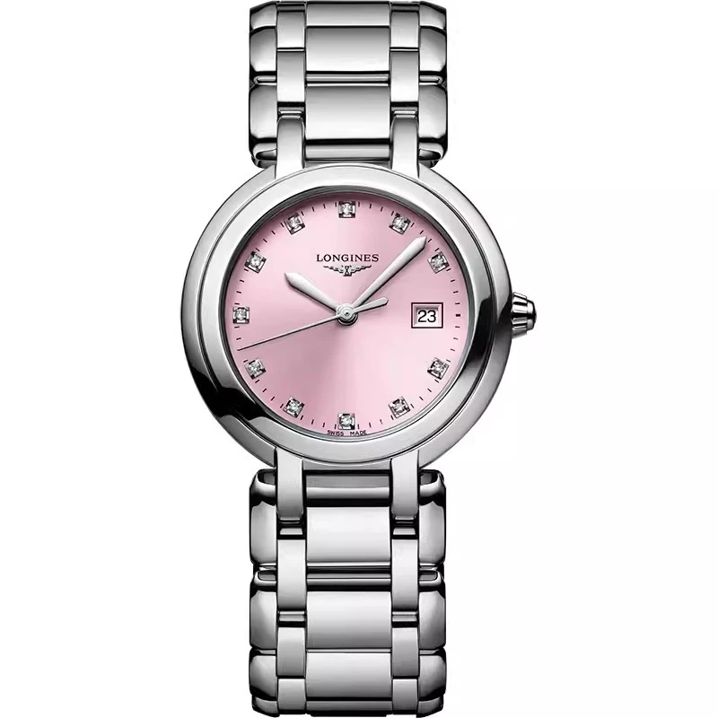 99新 Longines/浪琴 心月122/全套/粉盘钻刻/表径30