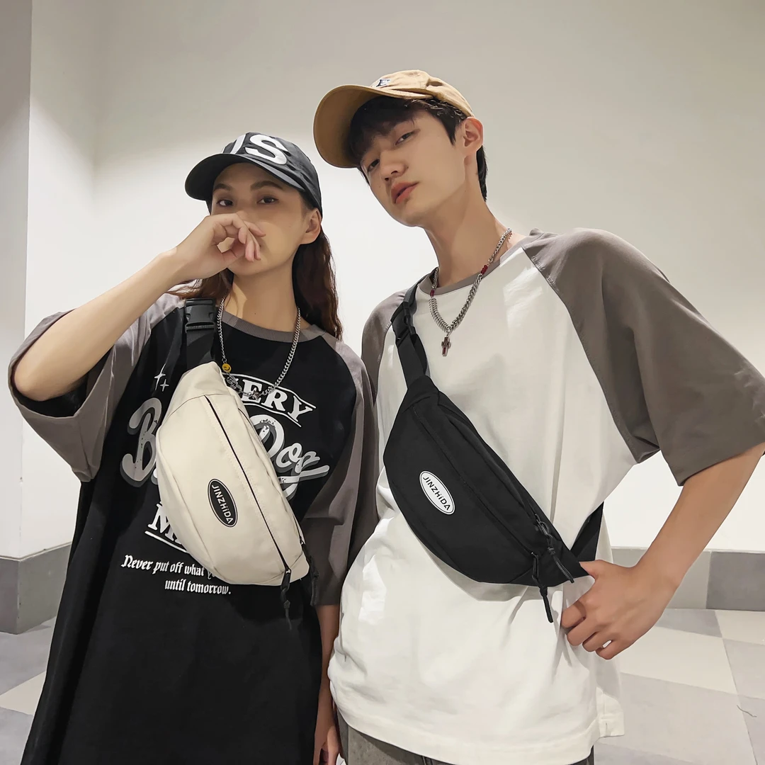 手机腰包潮牌男士胸包日系简约轻便单肩小背包女休闲运动斜挎包男