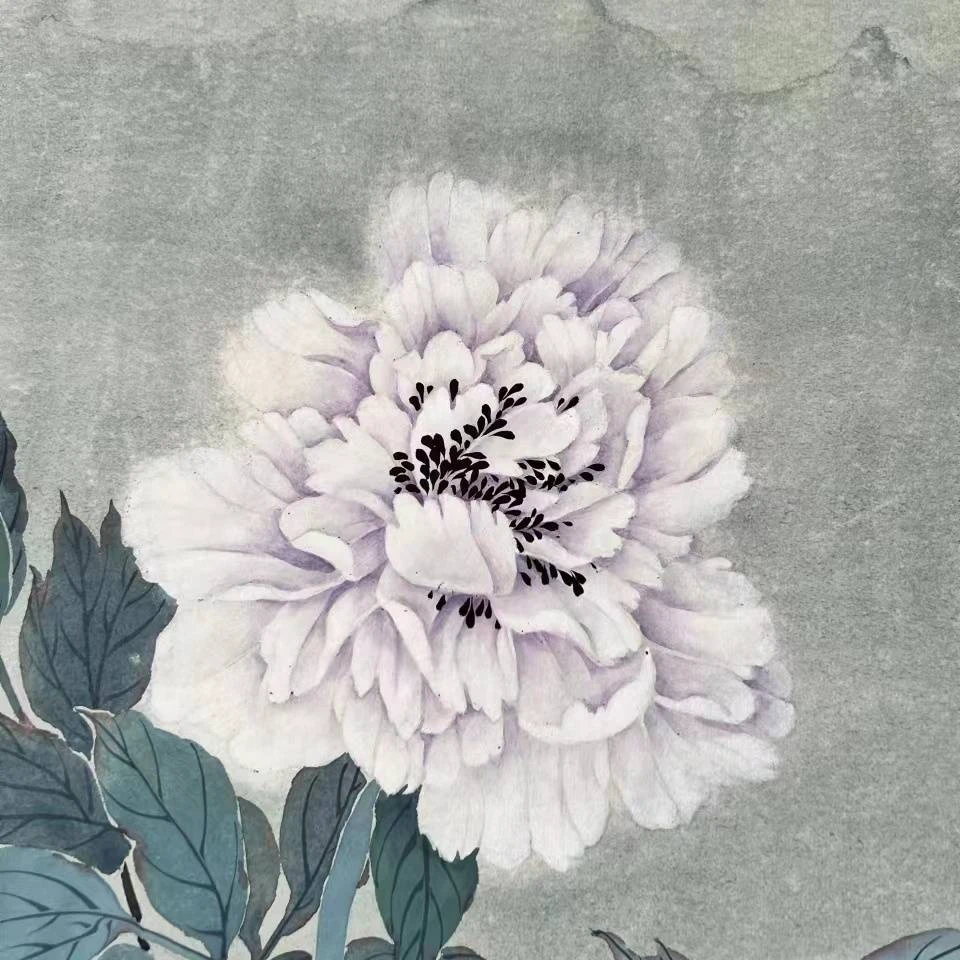 米建丽没骨牡丹四尺作品画法教程（留意短信解锁课程）