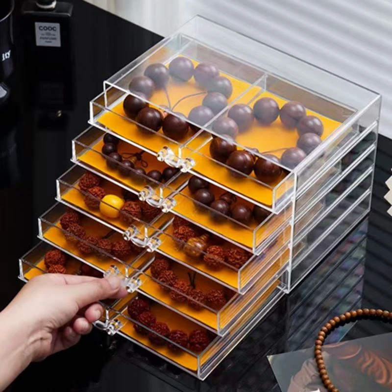 首饰盒/箱 古风文玩手串收纳盒多层桌面大容量手镯配饰玉牌收纳盒