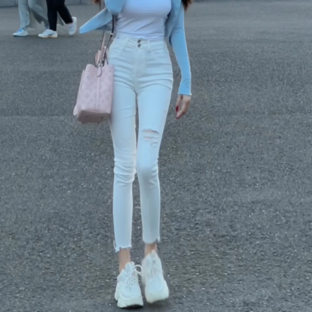 【白色小脚裤】8491新款小脚牛仔裤