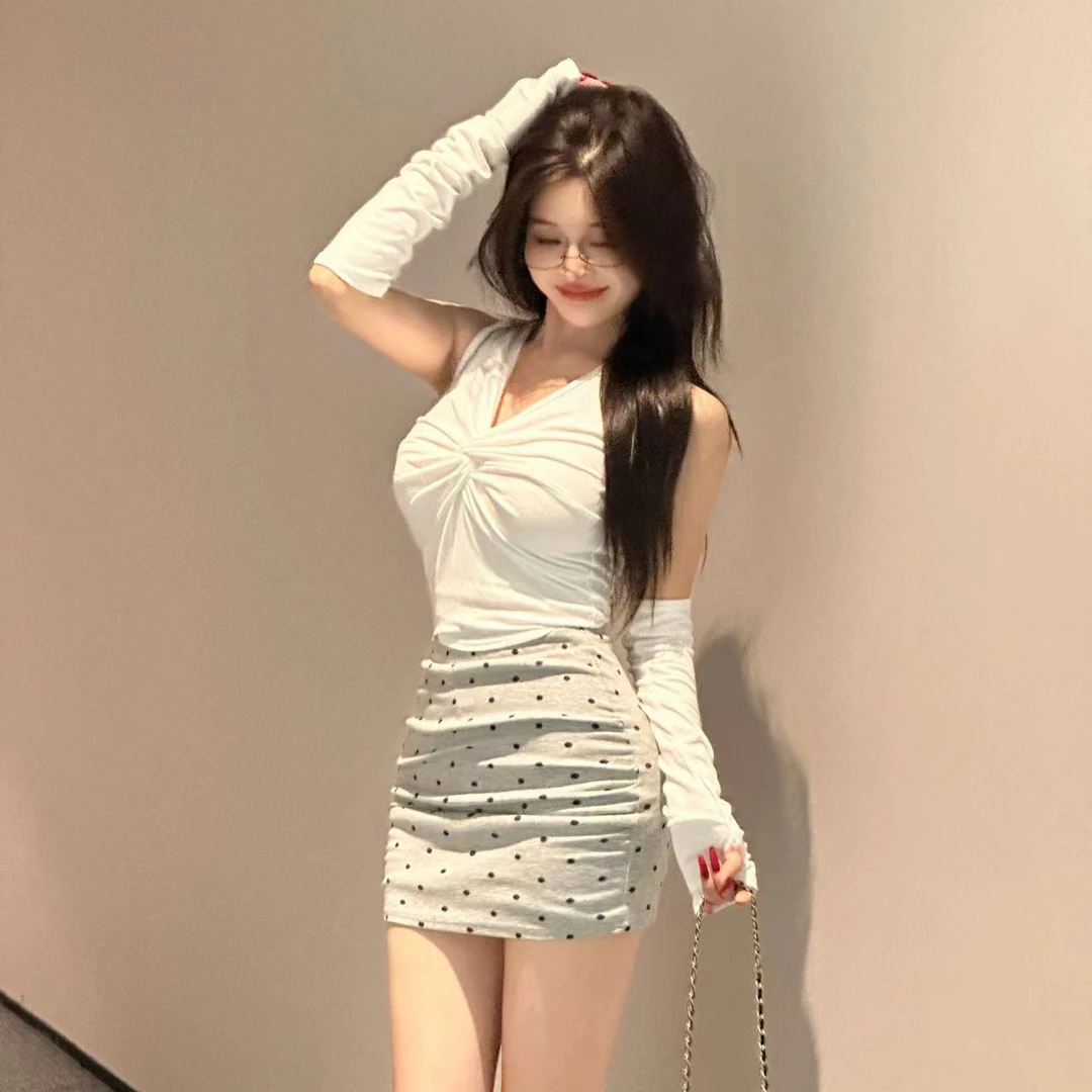 【韩剧女主】7229显瘦不规则交叉领口上衣