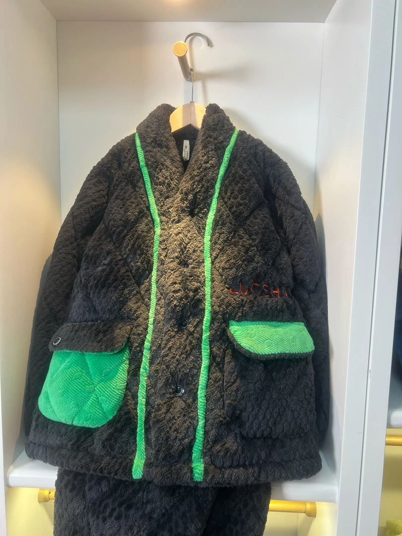 男女同款亲子装三层加绒加厚睡衣家居服套装