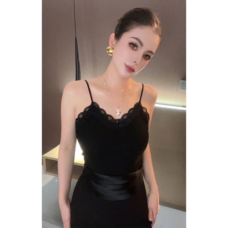 （磨毛加厚）蕾丝拼接网纱背心BX27995