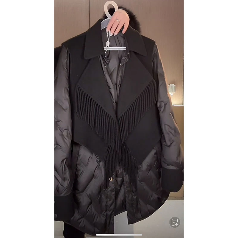 （特价）双面呢流苏苏拼接两件套羽绒服外套WT30191