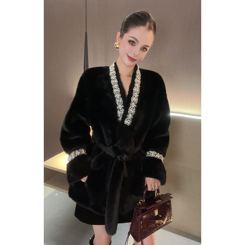 （特价）重工拼钻毛毛外套WT27926