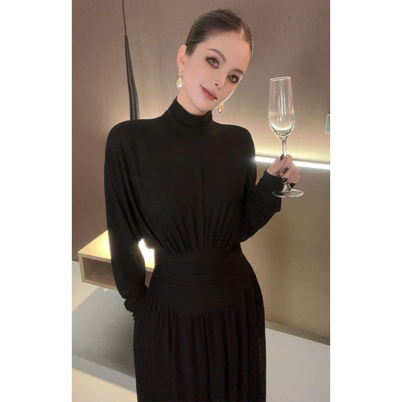 （特价）气质中领压褶蝙蝠袖连衣裙Q27838