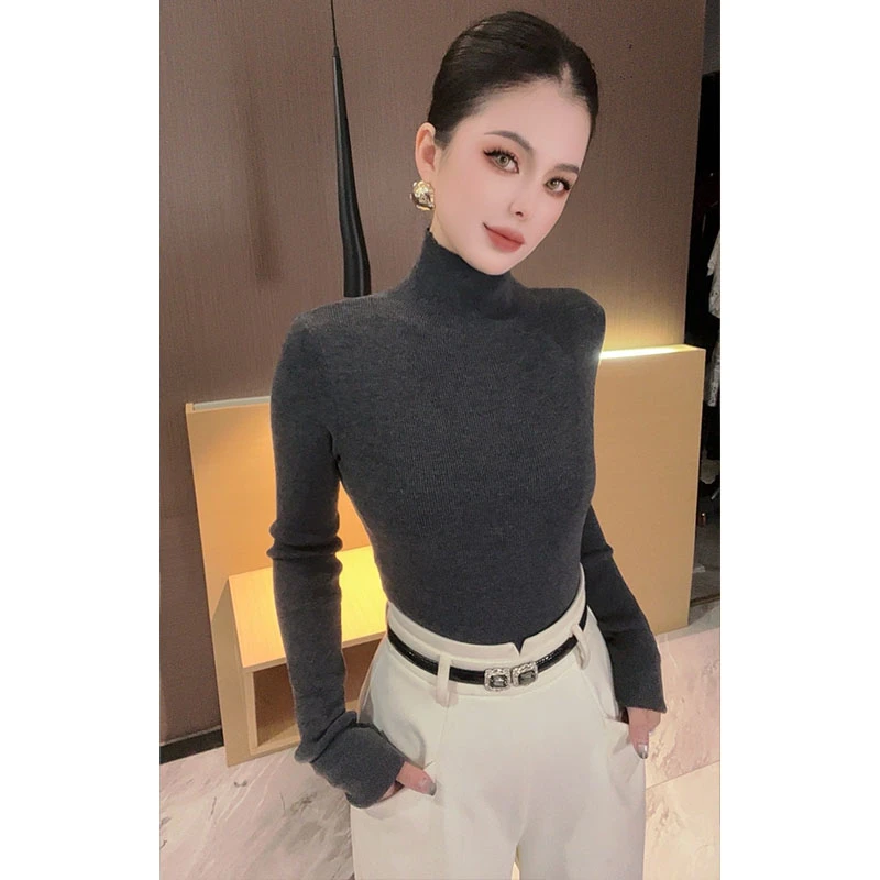 高领光板针织长袖打底衫CS30171