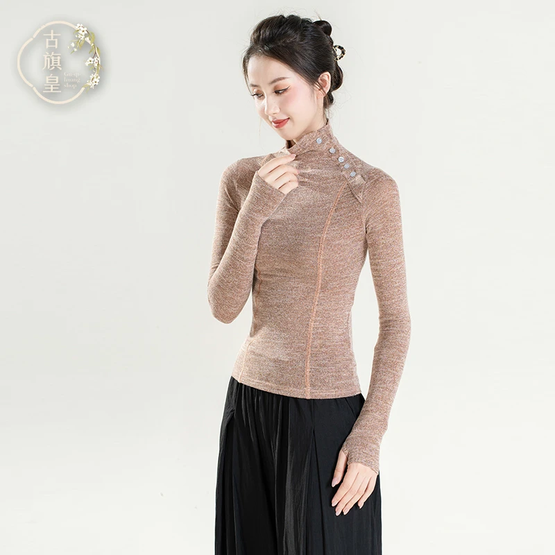 古旗皇古典舞蹈服装身韵秋冬练功服现代舞蹈服中国舞针织长袖上衣