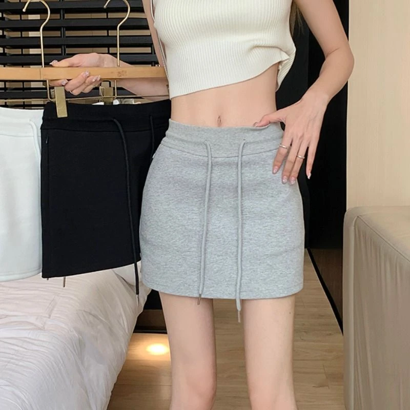 抽绳运动短裙女夏季新款休闲运动半身裙裤高腰百搭包臀裙A字半裙
