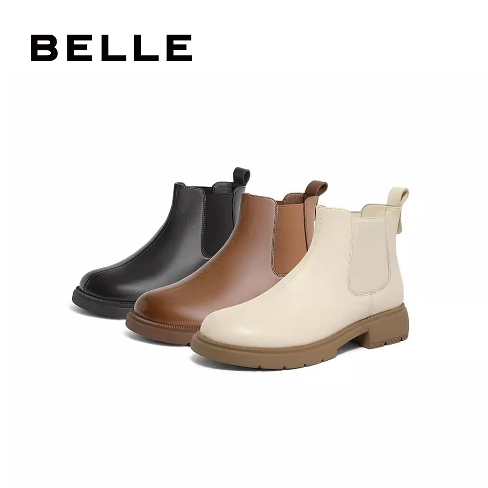 百丽法式切尔西靴时尚新款百搭女鞋商场同款通勤休闲短靴A2V1DDD3