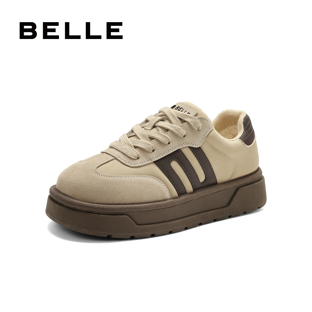 百丽小众百搭复古简约德训鞋24女春新时尚潮流系带外板鞋B1742AM4