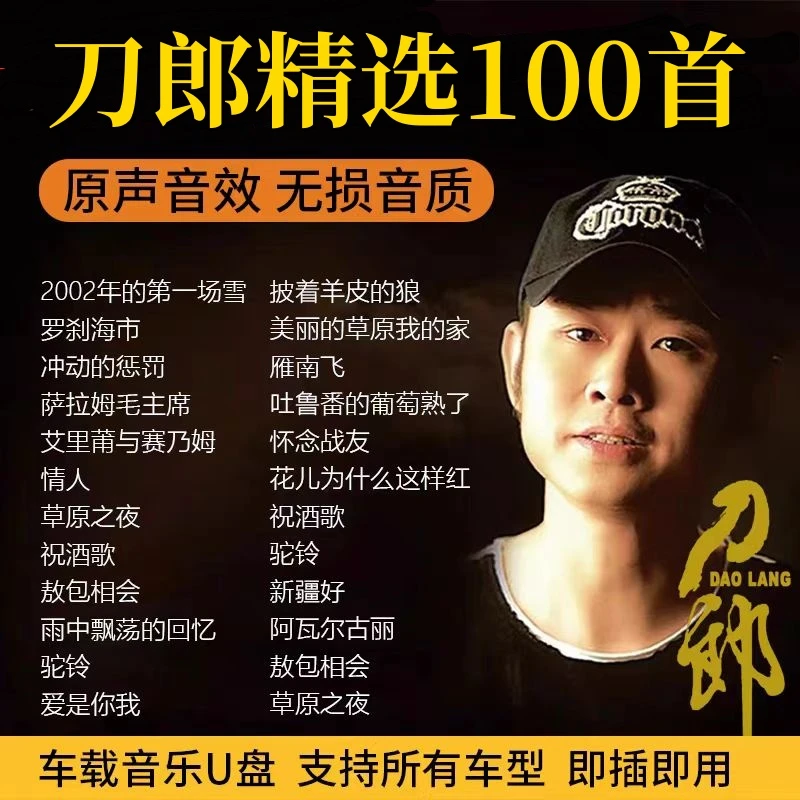 刀郎精选车载音乐U盘MP3热门新歌流行火爆歌曲即插即用USB
