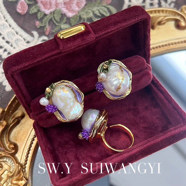 Sw.y 合金仿珍珠戒指 巴洛克开口轻奢小众高级感戒指