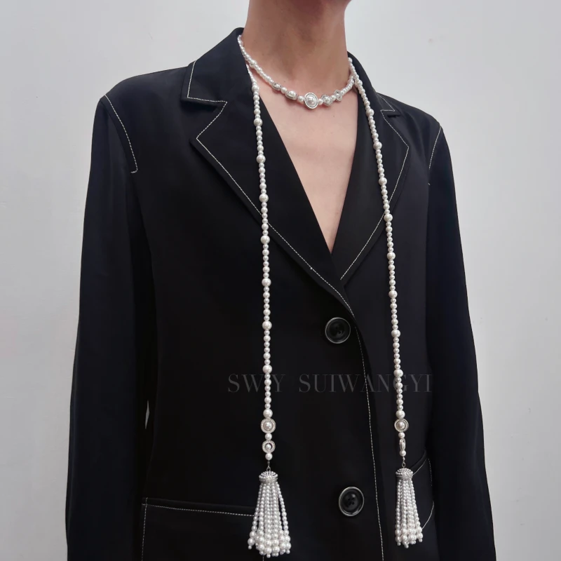 Sw.y 合金项链 流苏复古长链ins轻奢气质时尚小众雅叠戴古风长款