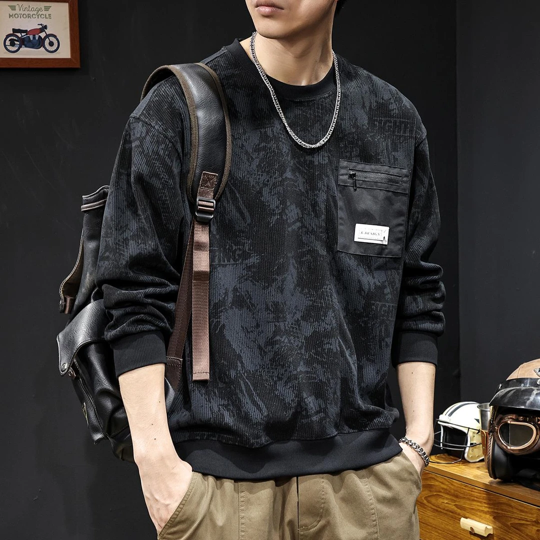 印染卫衣男秋季新款男款加绒男士长袖潮牌爆款秋冬款男装潮流套头