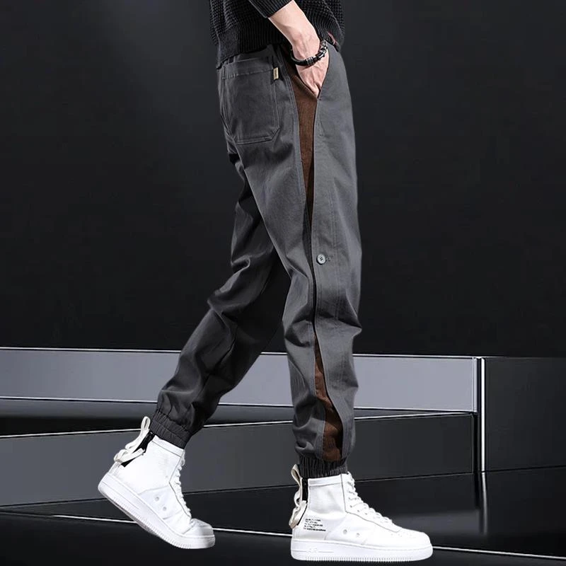 秋季工装裤男宽松束脚休闲裤秋冬季新款美拉德加绒裤子男哈伦裤