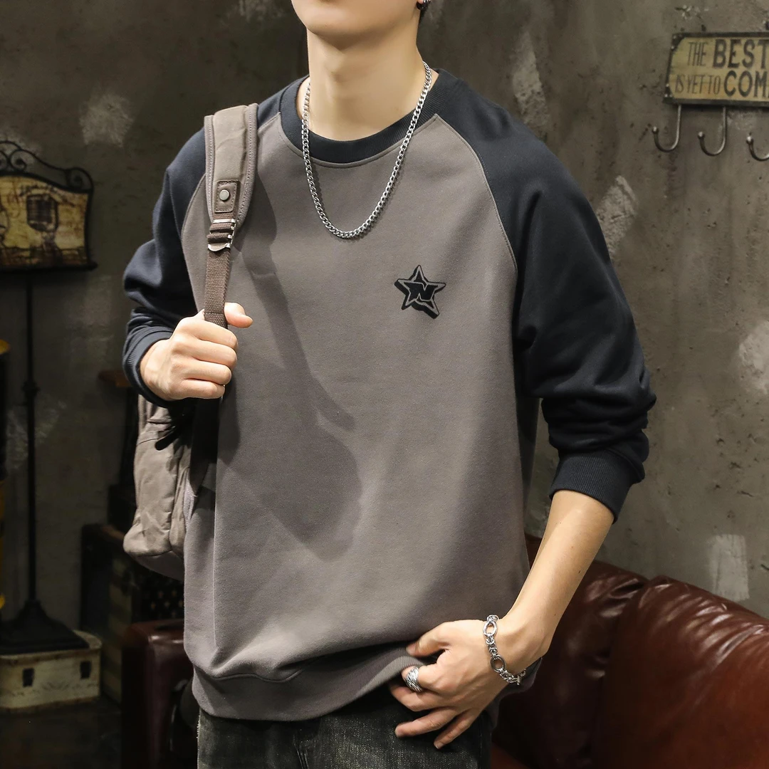 秋冬季新款套头卫衣男美式复古潮牌外套重磅330克男士加绒长袖T恤