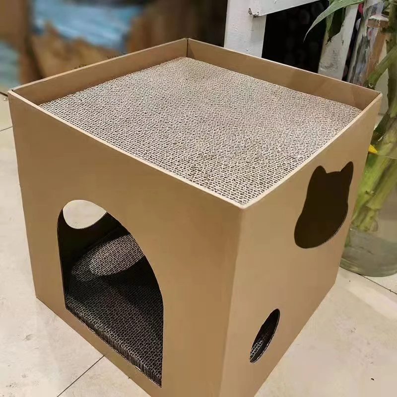 猫窝窝猫抓板猫房猫爬架一体猫咪玩具宠物四季通用耐磨纸箱