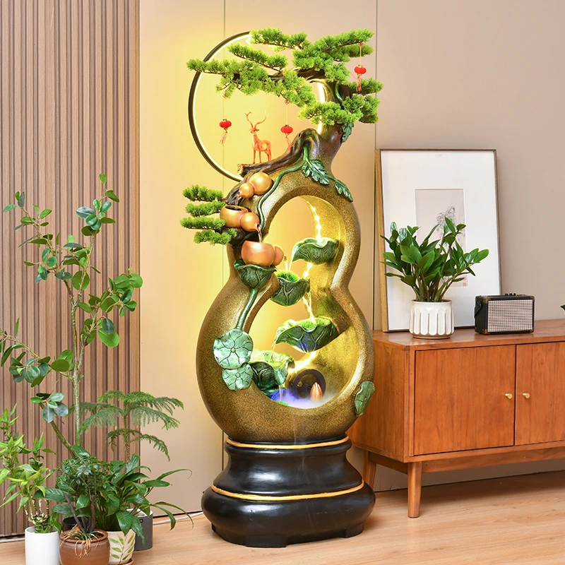 水源工坊轻奢高端家居葫芦循环流水喷泉客厅落地摆件乔迁新居礼品