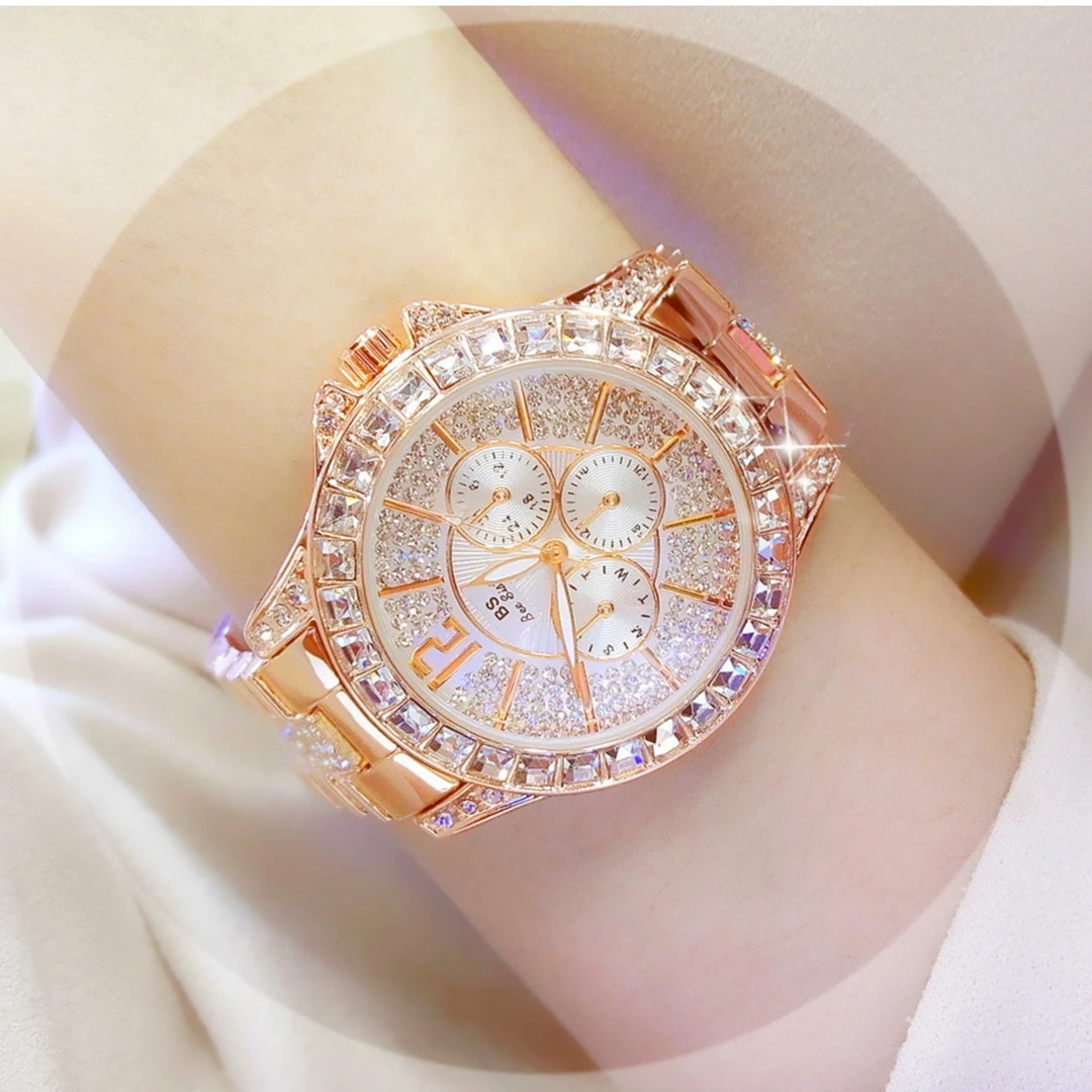 新款满天星女款手表女士手表防水时尚款大表盘气质高档腕表石英表