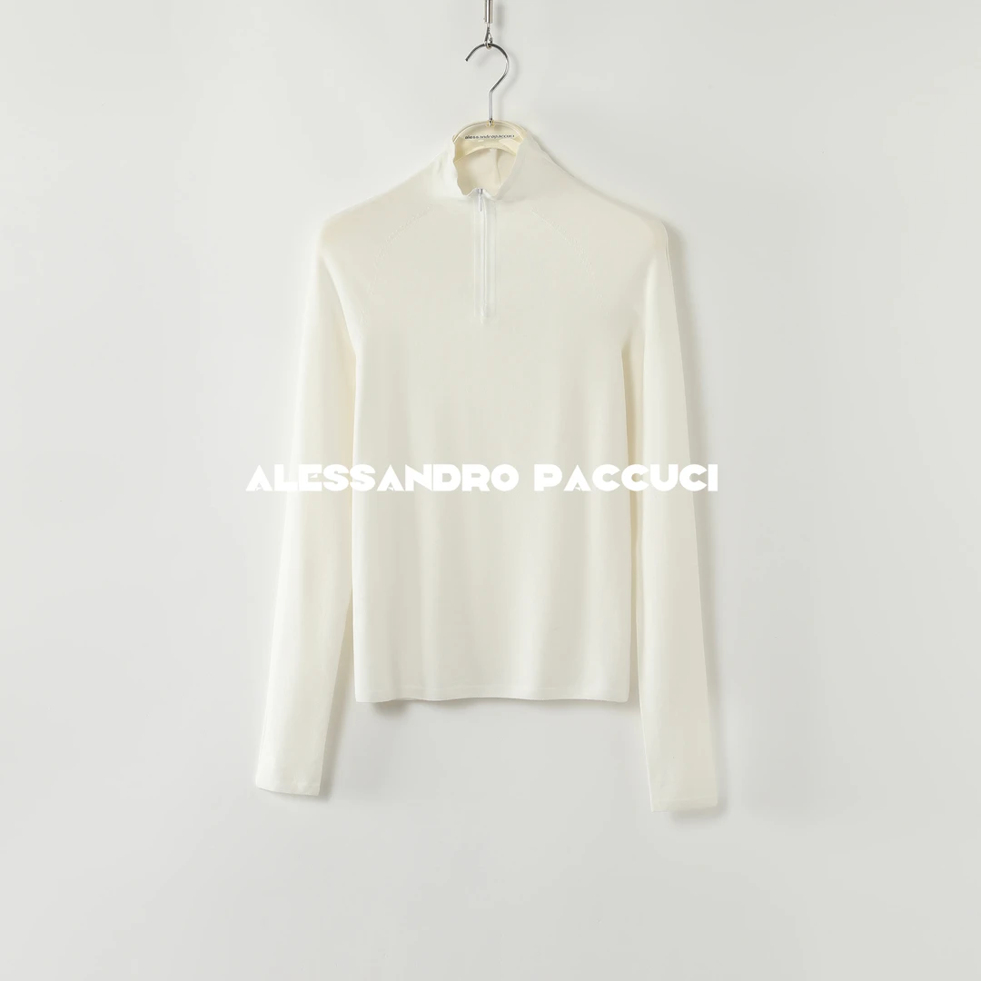 AP洛哥43191ST半拉链压胶无缝纯色运动感套头衫百搭打底2024秋