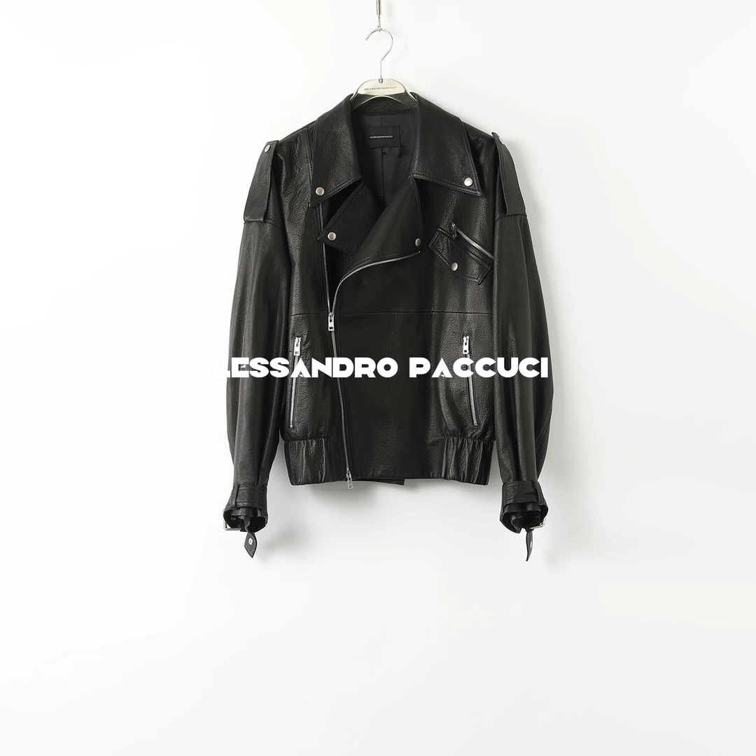 AP洛哥441015PY【黑标系列】西班牙进口羊皮革黑色机车风皮衣2024秋