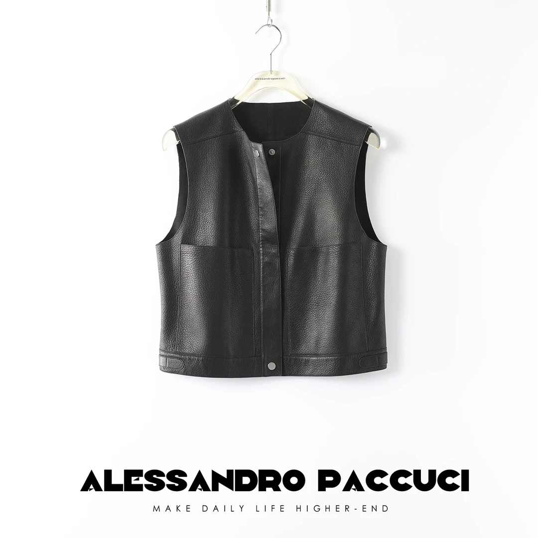 洛哥21936X 荔枝纹羊皮 手工复合马甲