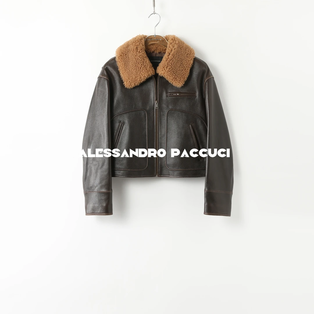 【孤品不退换】洛哥43004CC【黑标系列】土耳其羊皮毛领油蜡皮衣