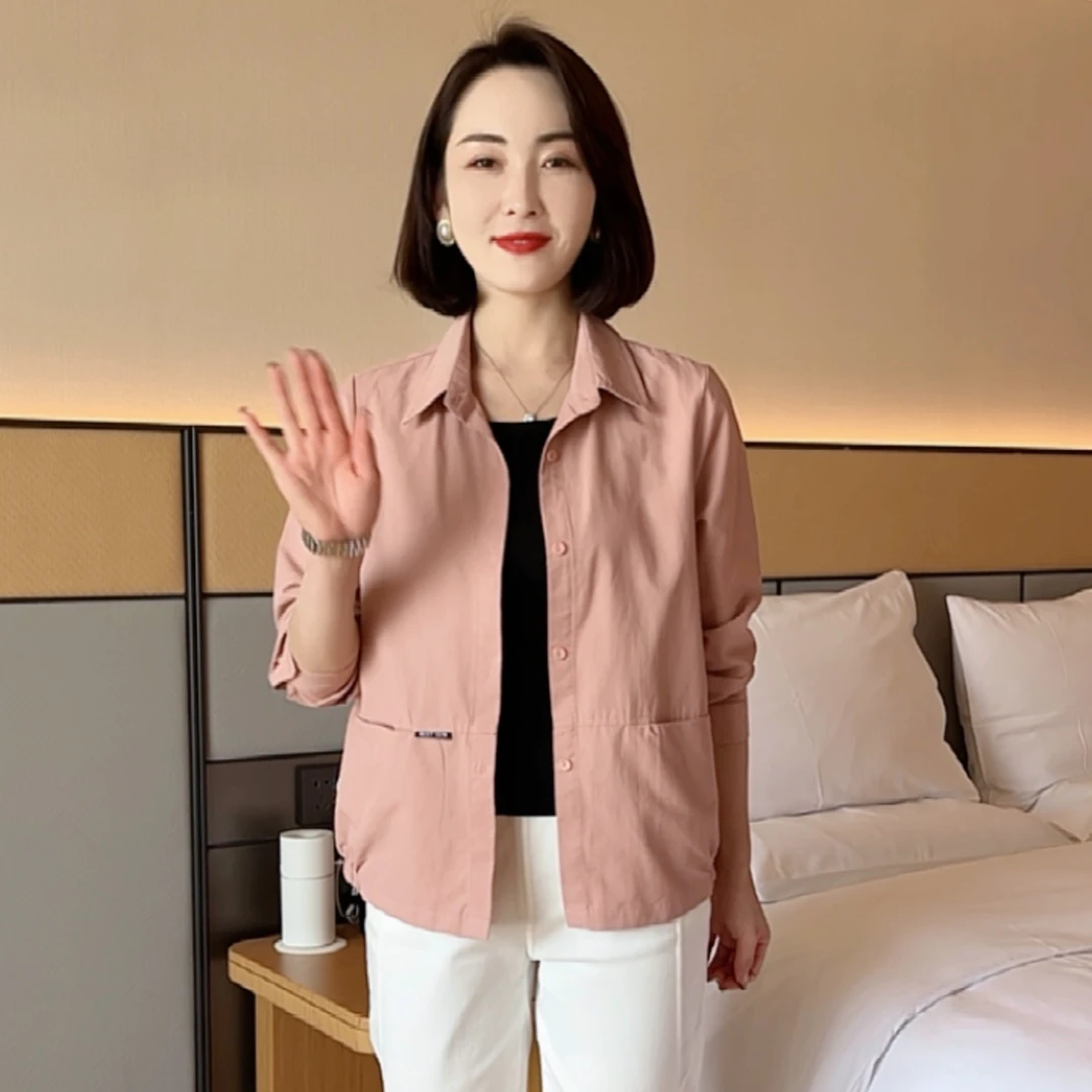 春季秋装新款女春秋遮肚显瘦洋气宽松遮肚百搭休闲小衫上衣女外套