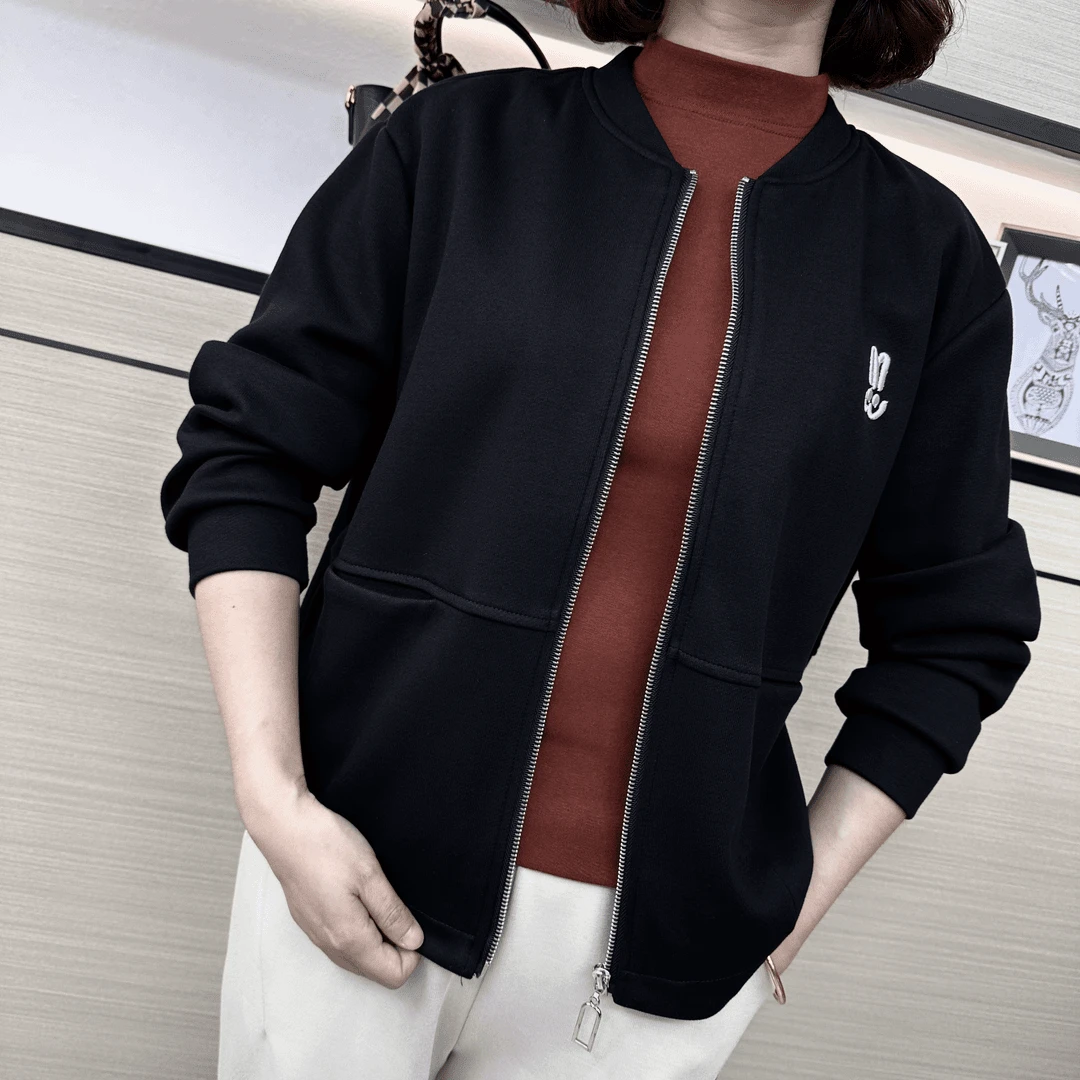 春秋时尚百搭开衫外套小香风棒球领休闲宽松洋气女小个子刺绣夹克