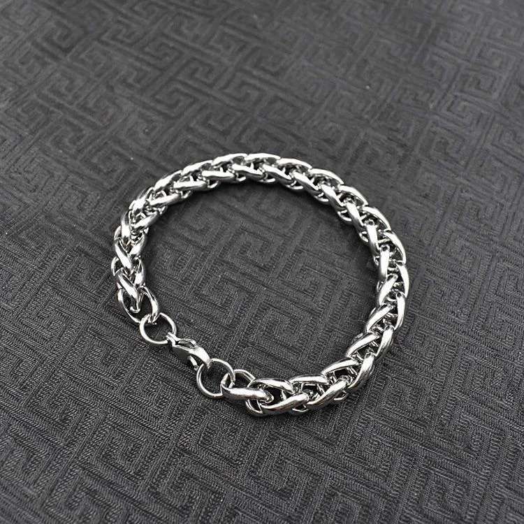 街头嘻哈钛钢龙骨链手链韩版男士个性复古欧美简约学生手环朋克
