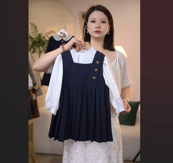 【蔓星】秋季套装新款女童时尚甜美学院风外套裙子套装Q24061