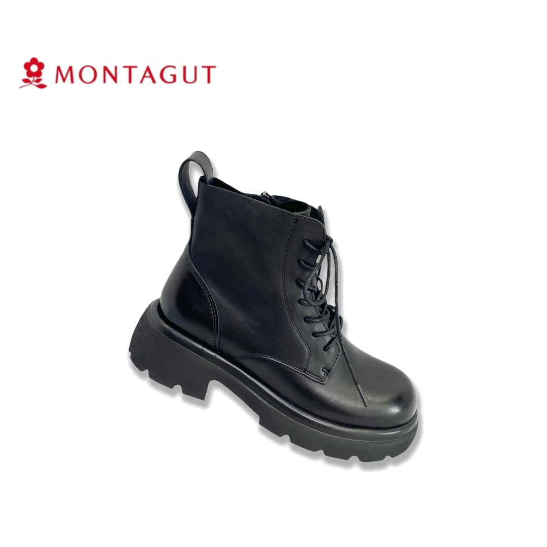 Montagut/梦特娇小牛皮/平底超轻/百搭时尚马丁靴/4310703