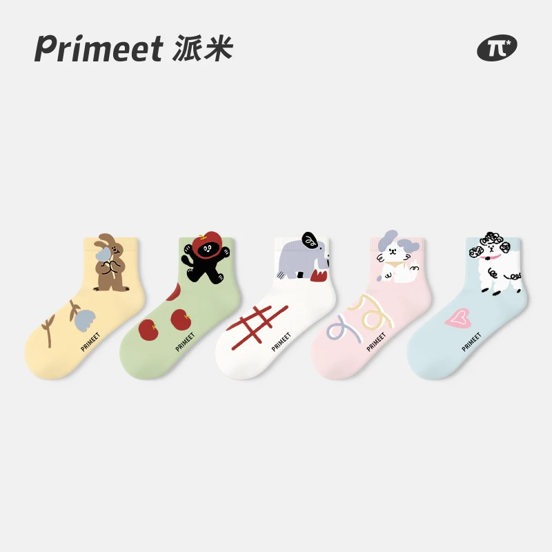 primeet/派米袜子女短袜卡通萌趣浅口运动袜凸凸棉袜春夏款袜子女