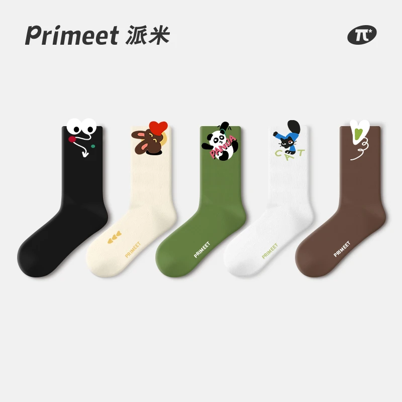 Primeet/派米原创春季凸凸设计感袜子女潮流中筒袜可爱卡通外穿学