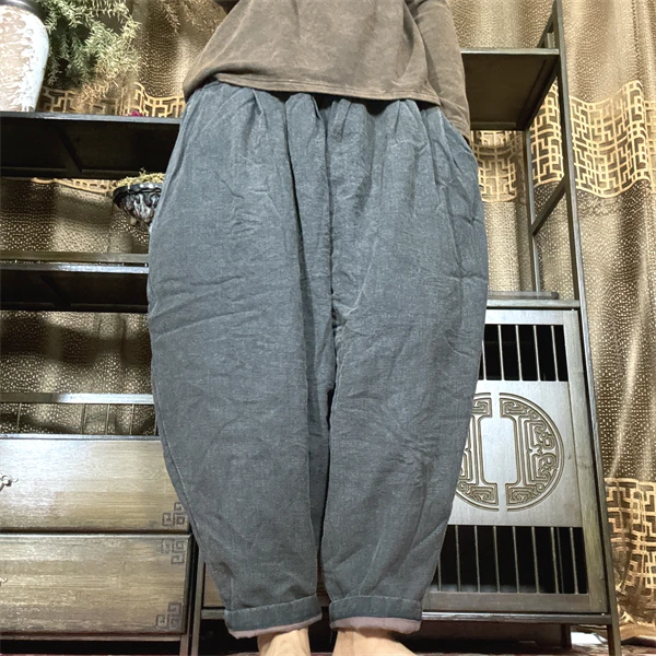 灵儿~冬季亚麻夹棉萝卜裤棉裤 裤长91臀围166 左右