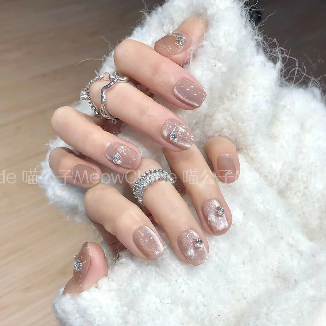 【银烁】纯手工穿戴甲可拆卸美甲光疗甲