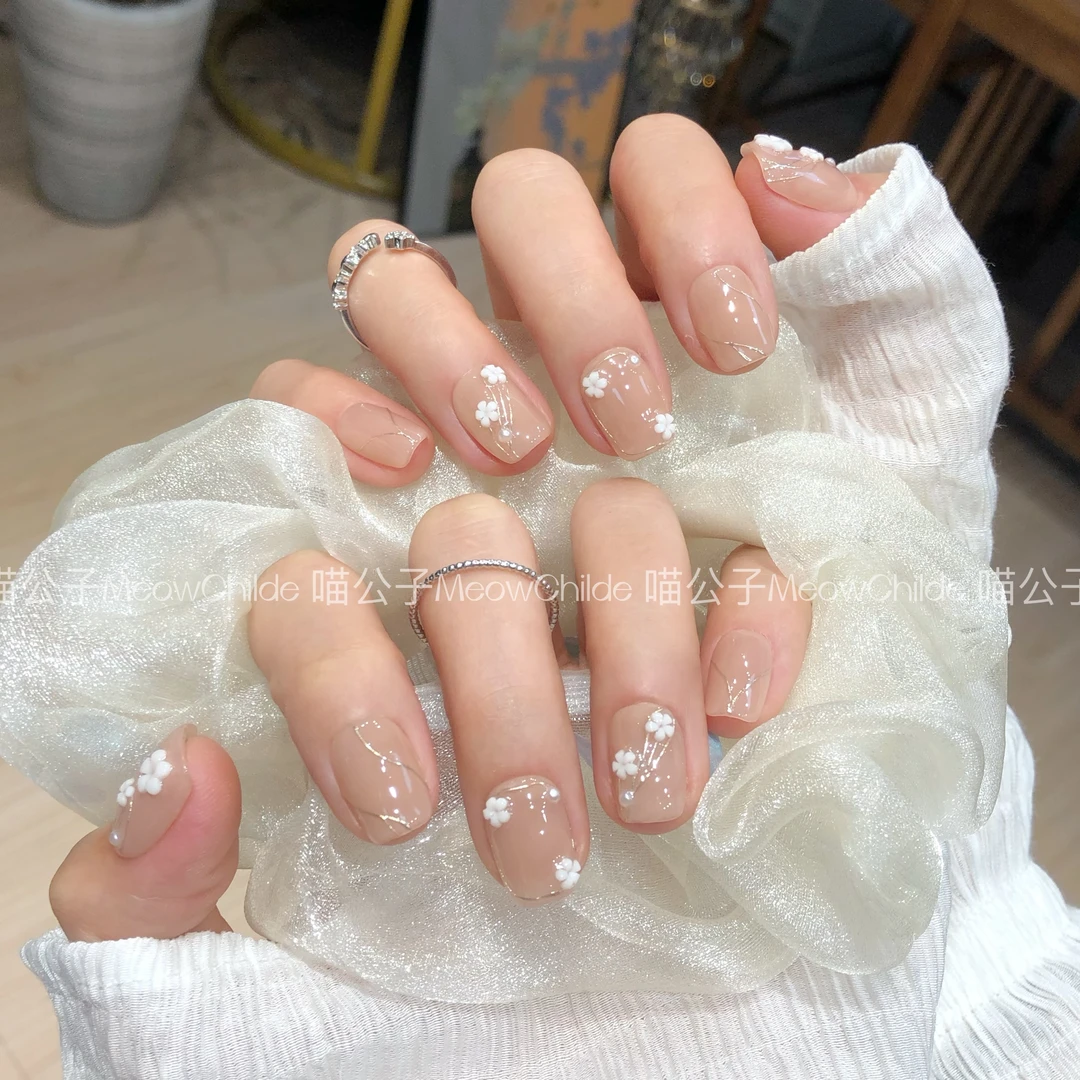 喵公子【陌上花开】纯手工穿戴甲可拆卸美甲光疗甲可爱卡通