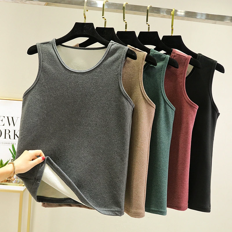 无痕德绒保暖内衣男士内穿秋冬季加绒加厚打底背心毛衫上衣