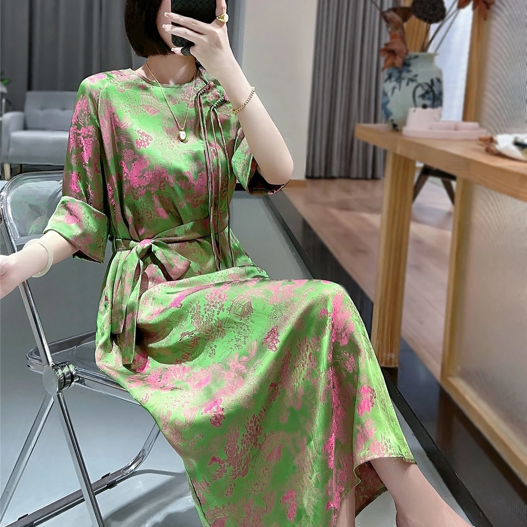 深圳高定夏季国风宽松收腰显瘦新中式亭台楼阁提花新中式国风女装