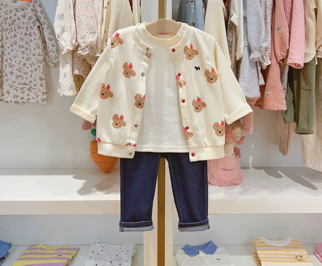 23032（20）【纯原】小蓝小狗2023秋儿童可爱马甲T恤长裤三件套装