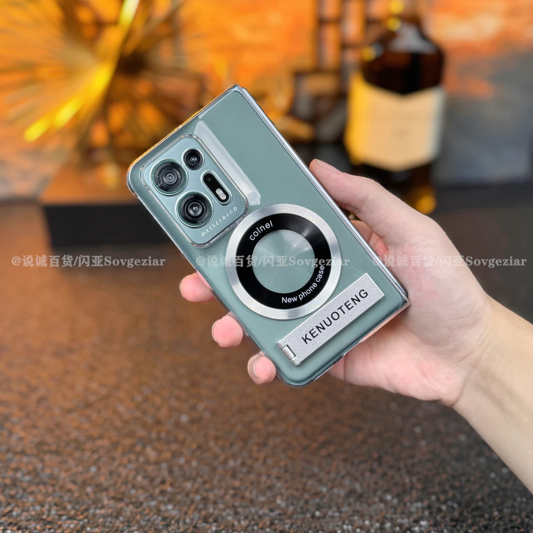 【超薄透明+金属支架】适用于OPPO Find N2折叠屏手机壳简约防摔