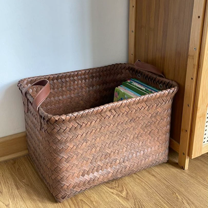 M3美式复古仿藤收纳筐多用途手工编织篮客厅零食玩具网红款脏衣篓