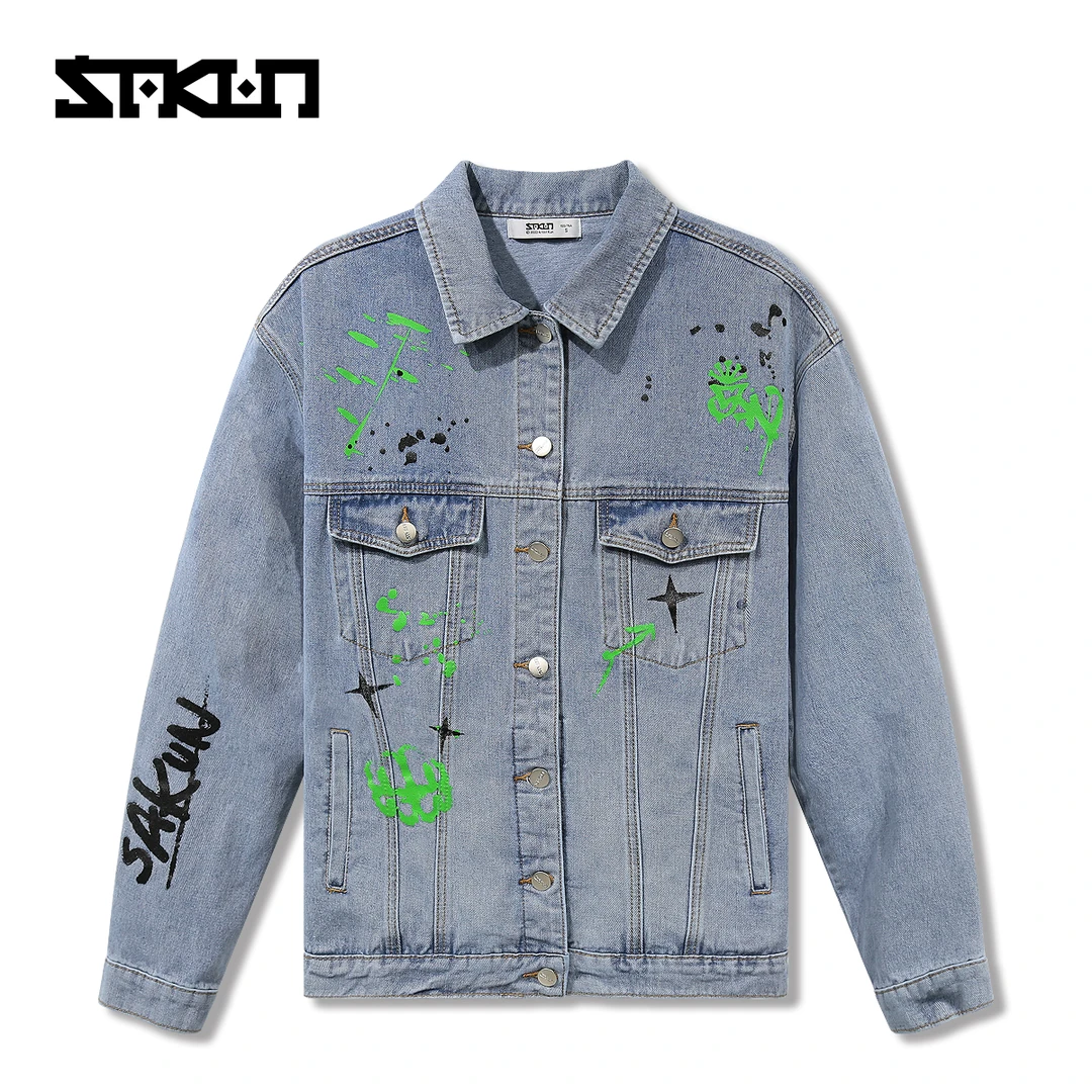 【欧若风】SAKUN街头涂鸦牛仔宽松外套3133-1402912-JS