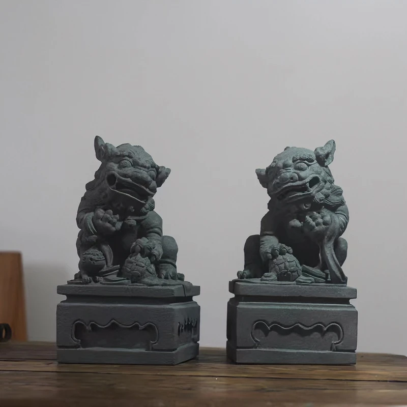 高正 福建罗源青石 闽南喜狮 桌案摆件 茶空间装饰品